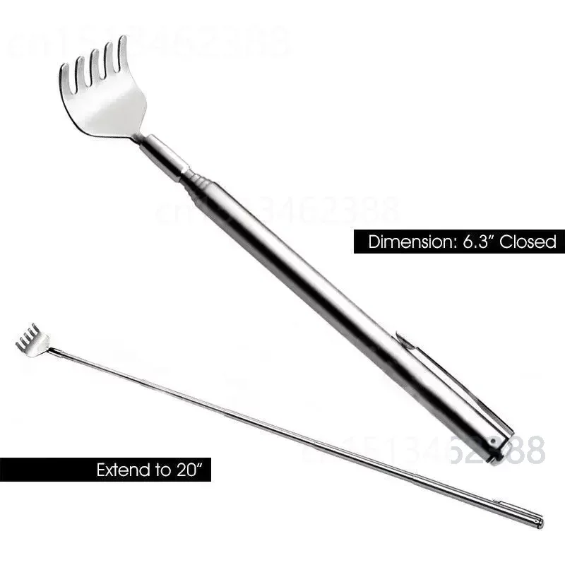 Práctico y práctico, portátil, ajustable, de acero inoxidable, Clip para bolígrafo, rascador de espalda, bolsillo telescópico, Kit de masaje para rascar, herramienta Manual