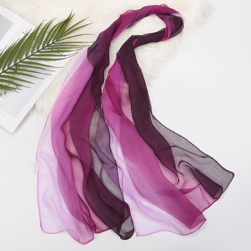 Jifanpaul Gradiënt Zijden Sjaal Vrouwelijke Populaire Sjaal Georgette Multicolor Sjaal Dans Zijden Sjaal: T48-purple