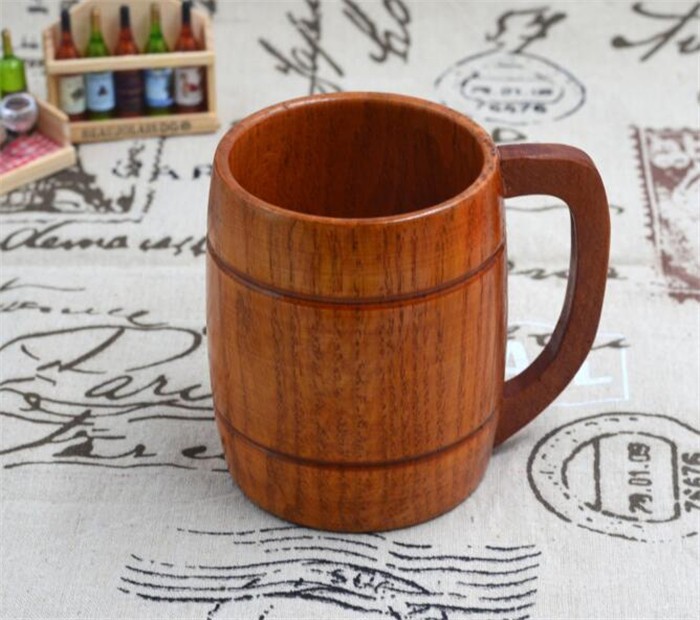 350ml Classic Style Natural Wood Cup Wooden Beer Mugs Drinking For Party Novelty Eco-friendly