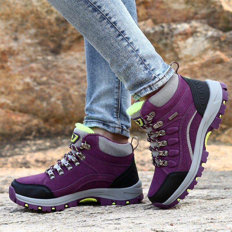 Women's Winter Warm Thick Fur Non-slip Outdoor Shoes Snow Boots Hiking Shoes