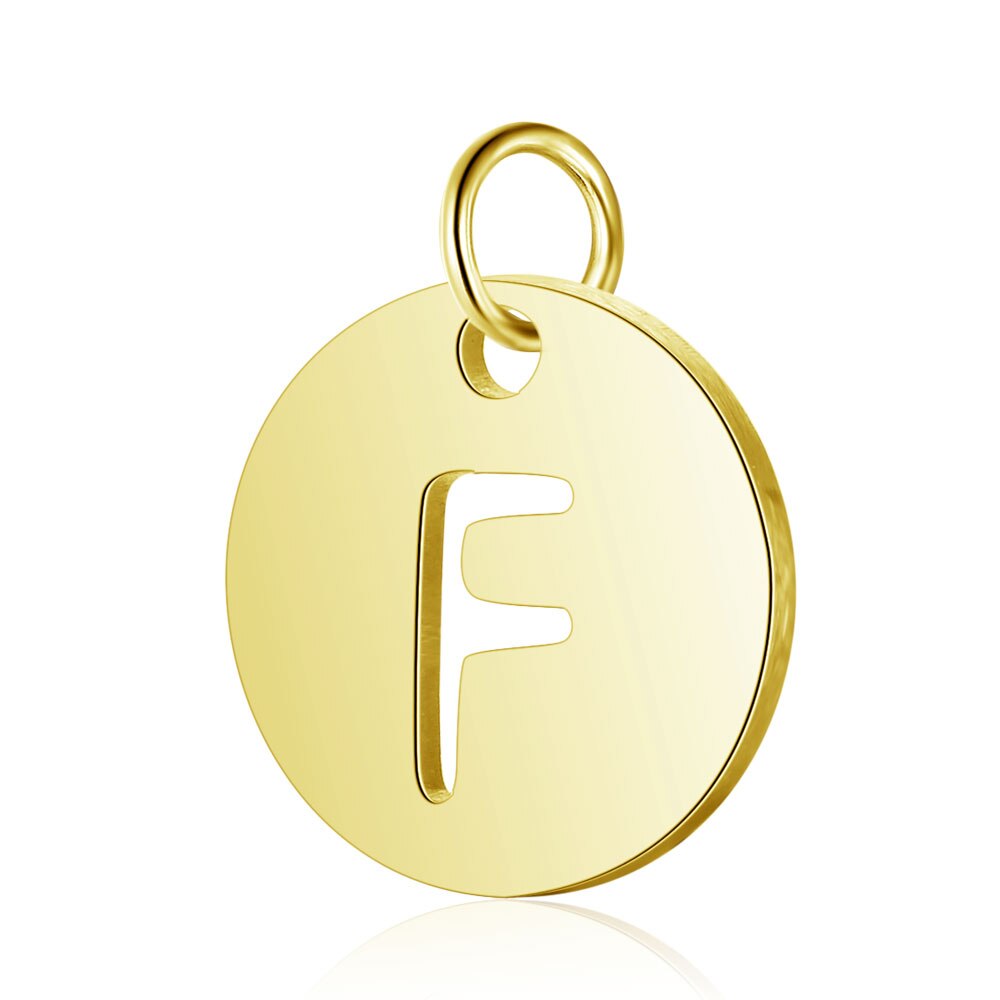 5 stuks PVD Gold Filled 26 Beginletter Naam Rvs Charm Real 316 Steel DIY Charms DIY Sieraden charms: F
