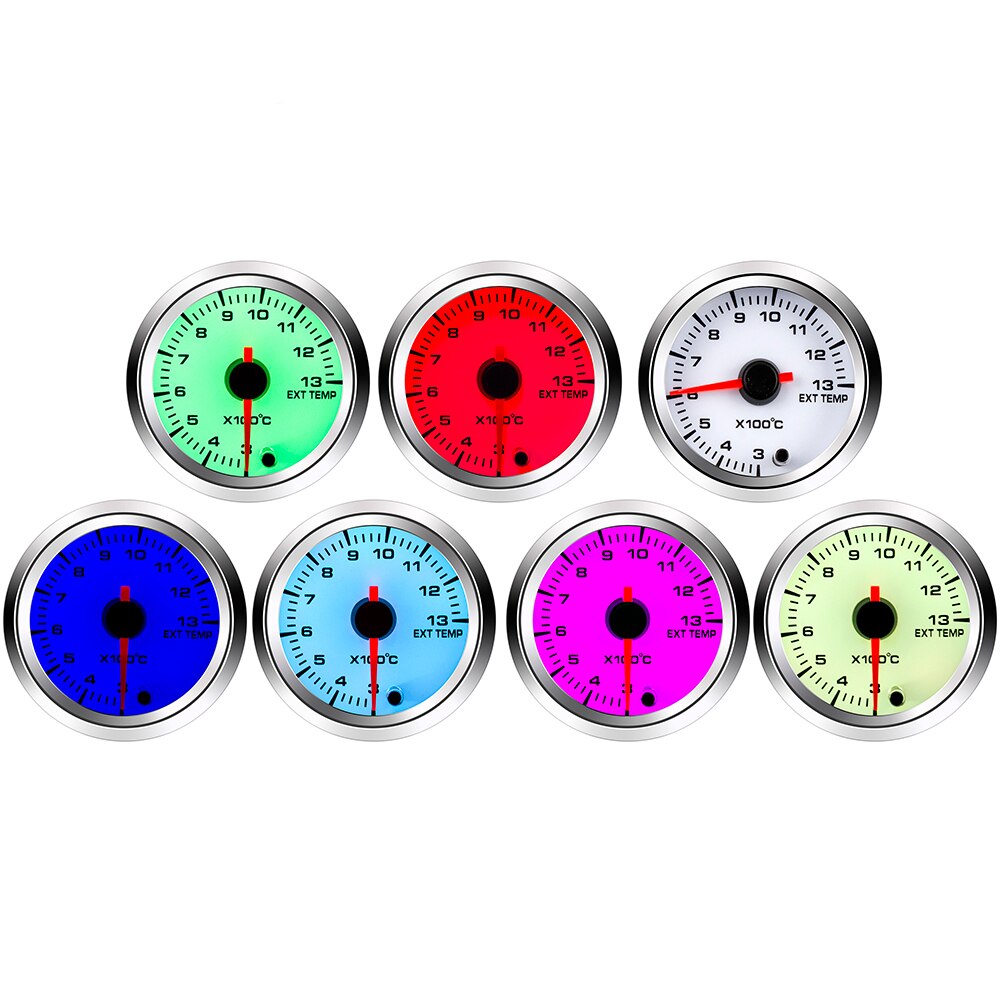 52mm 7 Colors Exhaust Temperature Meter Exhaust Gas Temperature Gauge Exhaust Gas Temp Gauge EGT EXT Gauge Car Meter With Sensor