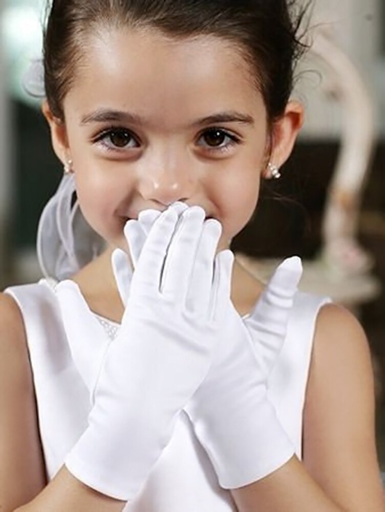 1 Pair Children's Dance Gloves White Elastic Festival Girls/Boys Short Performance Kindergarten Tight Gloves Gloves F8X3