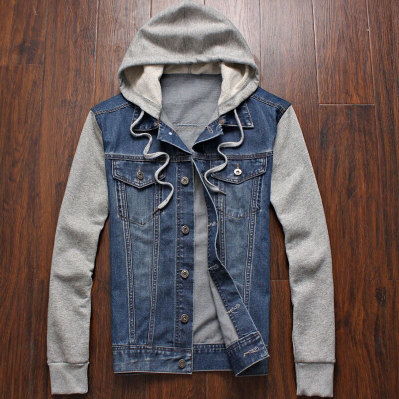 Men Denim Jacket Mens Hooded Casual Jeans Jackets Hoodies Cowboy Mens Streetwear bomber jacket Coat Plus Size 5XL: XL