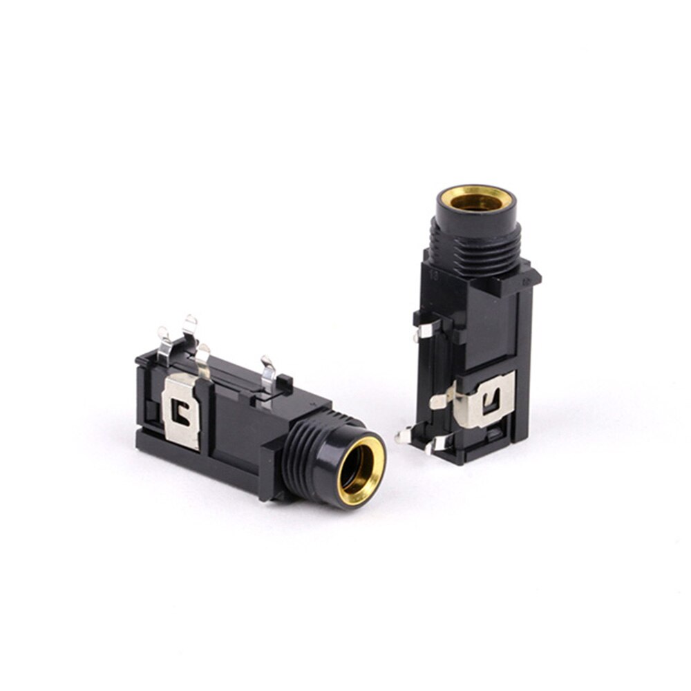 10pcs/lot 6.35mm Stereo Female Jack 4 PINS Feet 6.35mm PCB Panel Mount Microphone Socket Stereo 1/4 Inch Female Connector