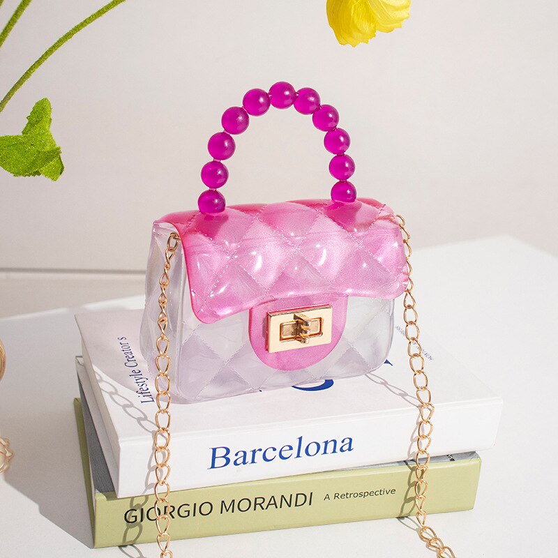 Mini sac à main en perles pour femmes, de petits sacs carrés en gelée, pochette à bandoulière de styliste avec chaînes de luxe