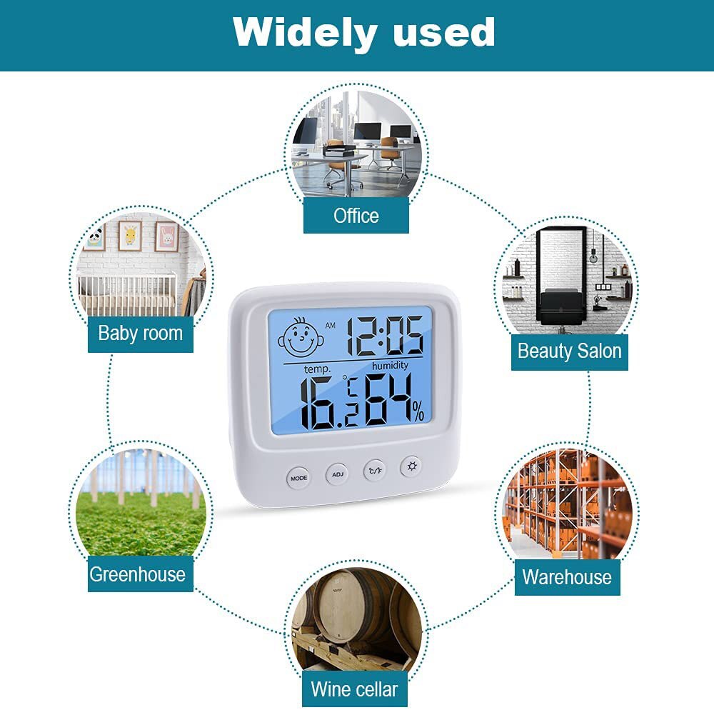 LCD Electronic Digital Temperature Humidity Meter Indoor Outdoor Thermometer Hygrometer Weather Station Clock