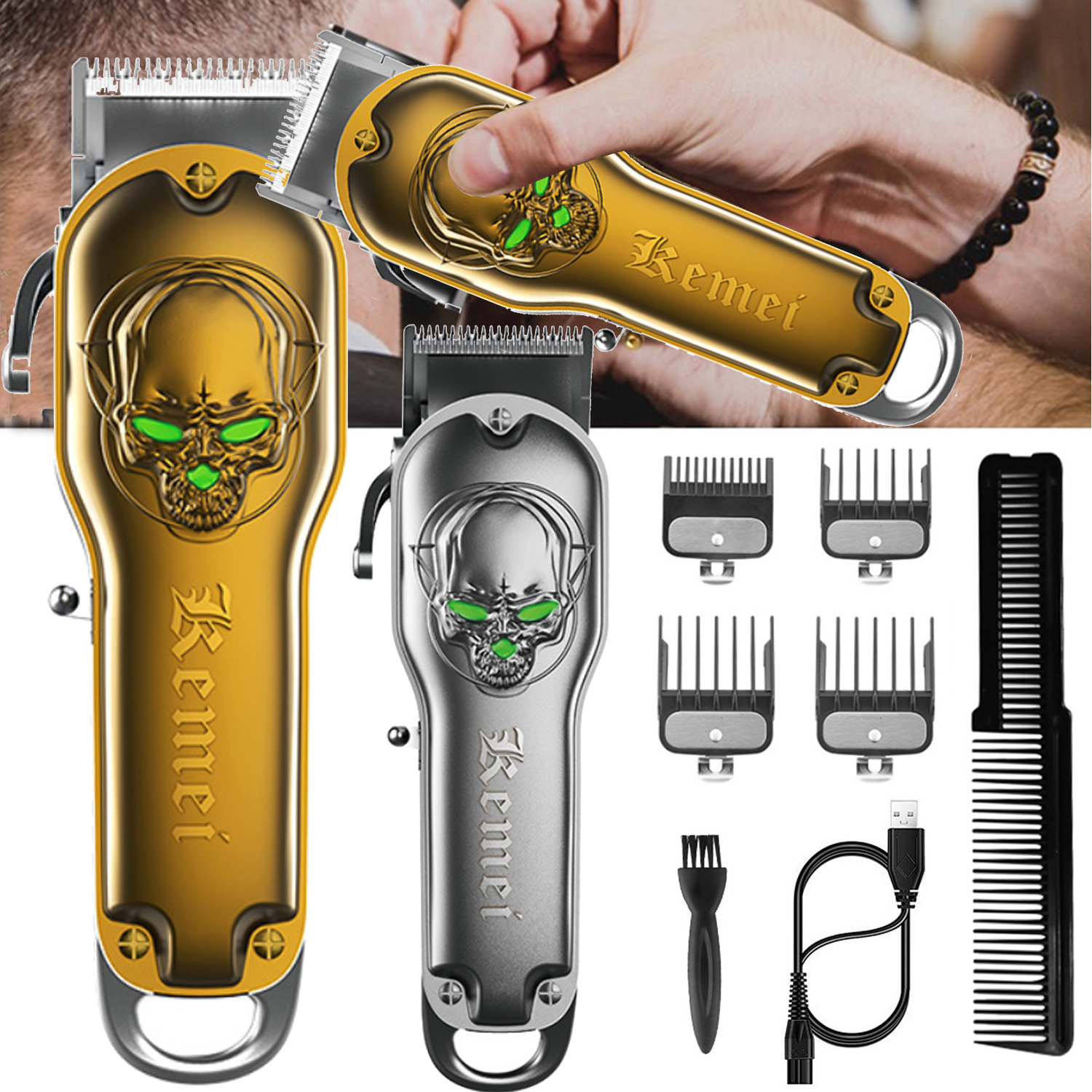 Originele Kemei Alle Metal Kappers Tondeuse Voor Mannen Salon Professionele Elektrische Tondeuse Baard Kapsel Machine