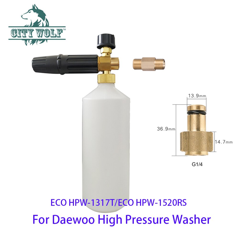 city wolf Foam Nozzle Snow Foam Lance Foam Bottle Sprayer for Daewoo ECO HPW-1317T ECO HPW-1520RS high pressure car washer