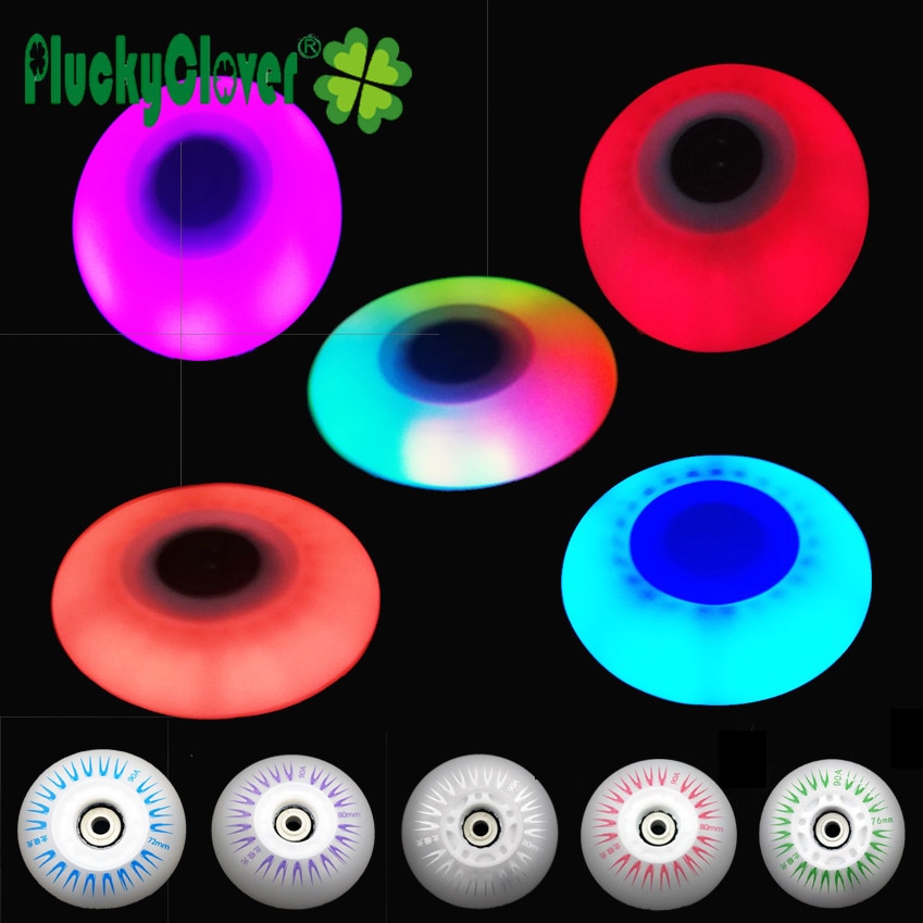 4pc 90A Regenbogen 72mm 76mm 80mm Blitz-Rolle Rad LED licht PU Inline skaten Rolle Slalom schiebe Rollschuhe Blinkende Rolle Rad