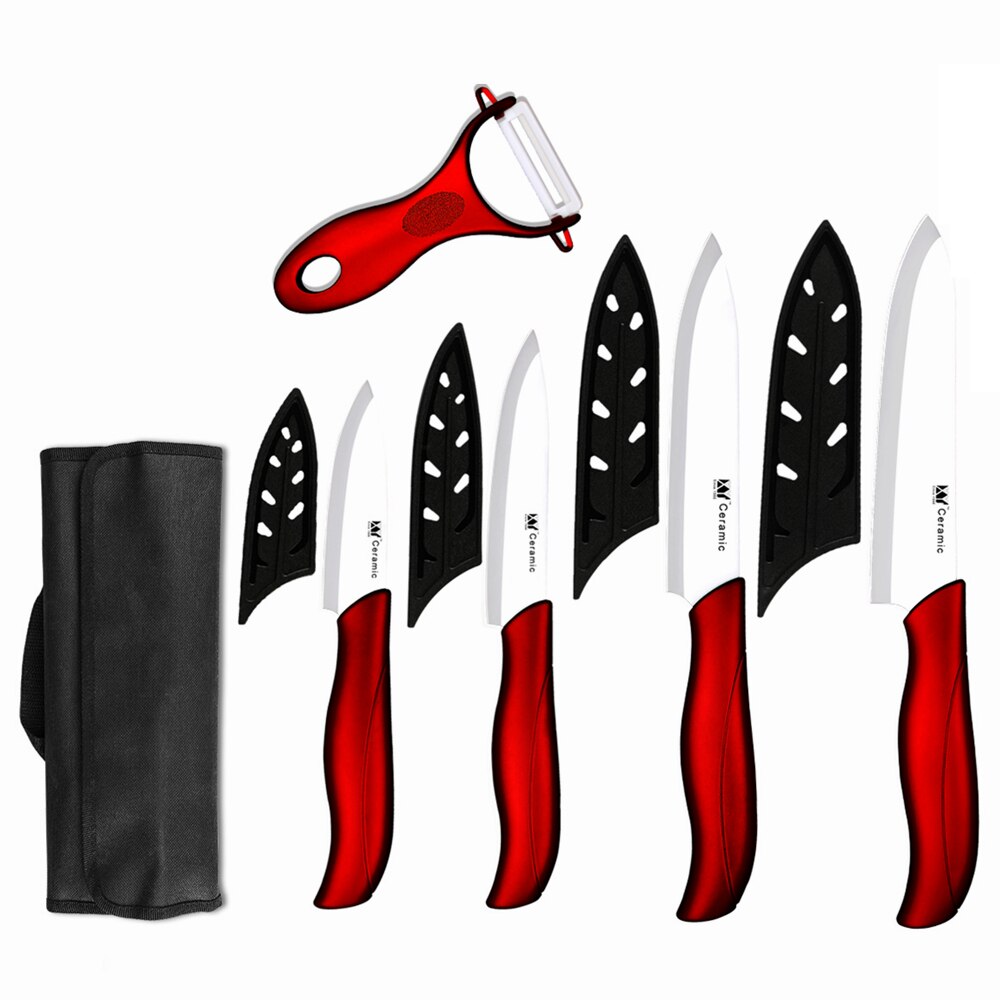 XYj 3'' 4'' 5'' 6'' INCH Ceramic Knife Kitchen Chef Set Fruit Ceramic Peeler With Knife Storage Carrying Bag Case Accessory: B 6pcs set