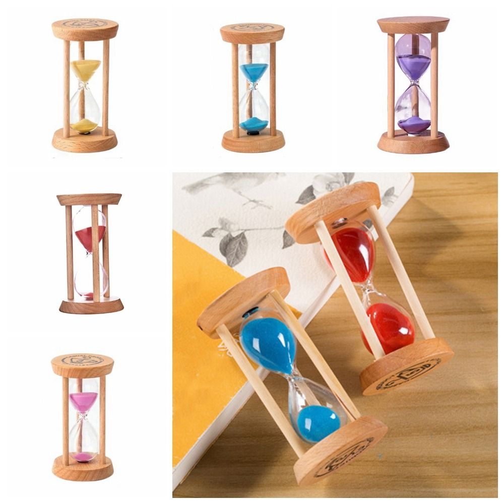 Langlebige, stabile Verbindung, Holz-Sanduhr, Holz, 1/3/5 Minuten, runde Sanduhr-Timer, 5 Farben, keine Verformung, Küche
