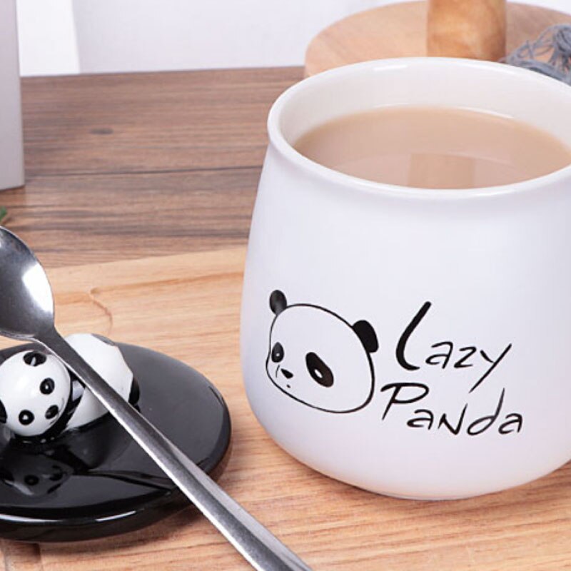Criativo bonito panda caneca de cerâmica com tampa resistência de alta temperatura durável leite copo de café nós beber copos de água suprimentos para casa