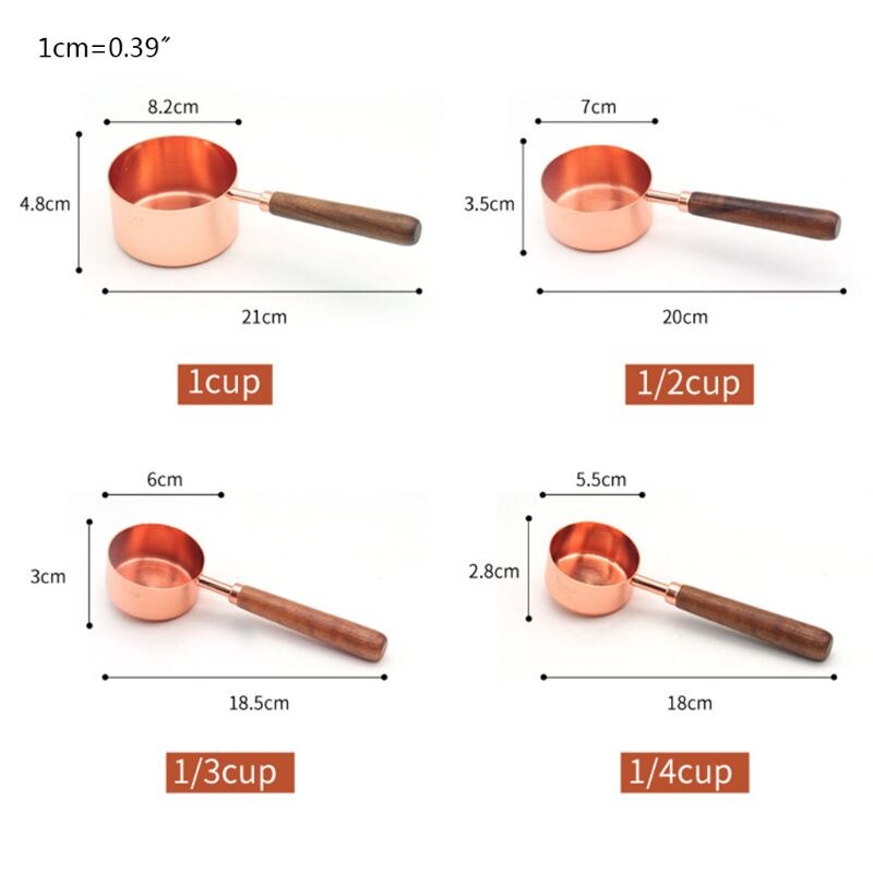 4 szt. Miedziane miarki zestaw kubków ze stali nierdzewnej ze skalą robić pieczenia