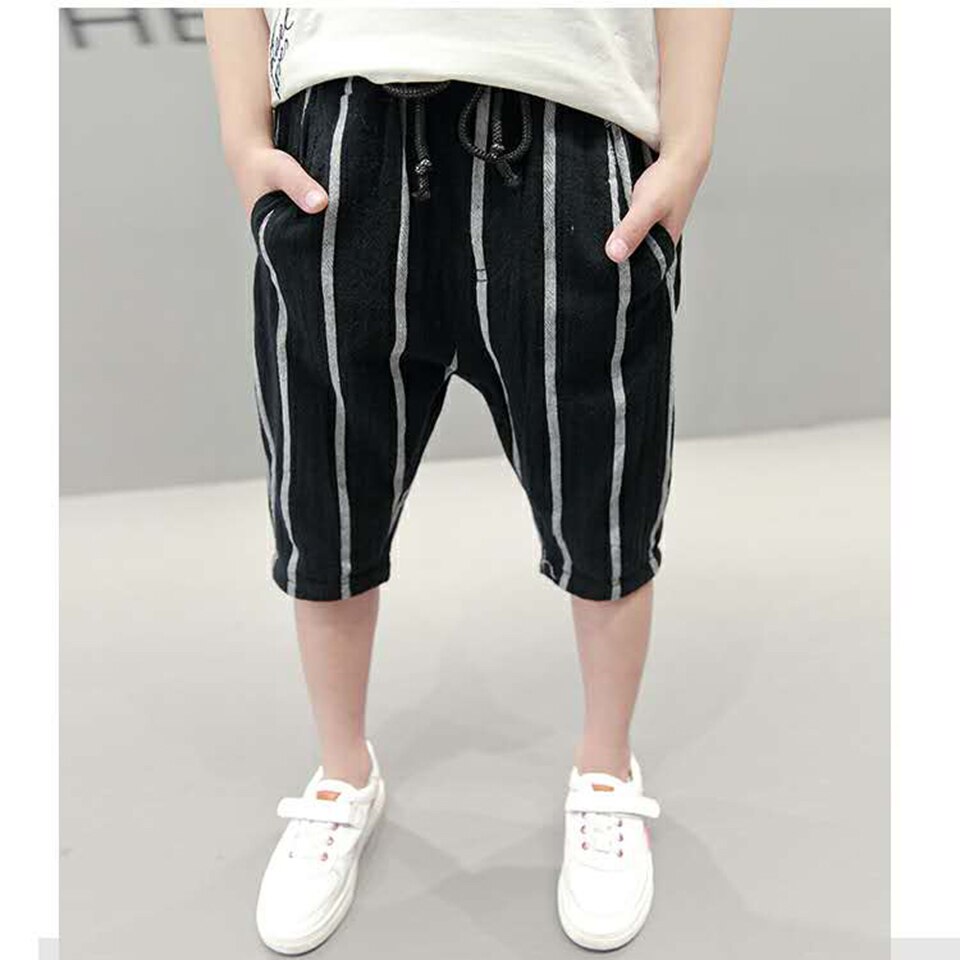 Pantalones cortos de cintura elástica para niños, ropa de para niños de 4 a 13 años, pantalones cortos rectos informales, novedad de verano
