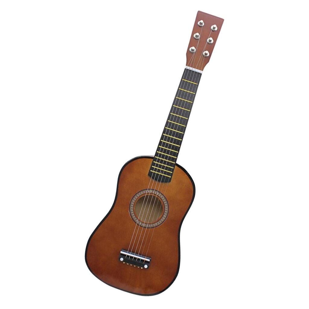21 inch Exquisite Solid Wood 6 Strings Acoustic Guitar Practice Mini String Musical Instrument for Beginners Music lovers: Coffee