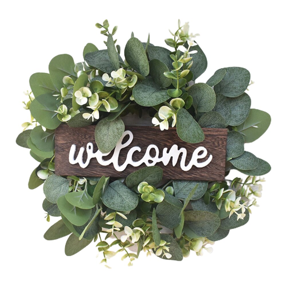 Welkom Teken Krans Kunstmatige Simulatie Leaf Krans Deur Decoratie Hanger Opknoping Slingers