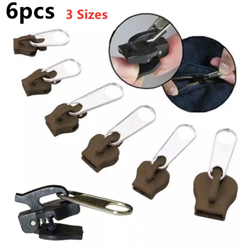 6Pcs Rits Reparatie Kit 3 Maten Universele Instant Zipper Reparatie Vervanging Rits Sliding Tanden Kleding Rugzak Naaibenodigdheden