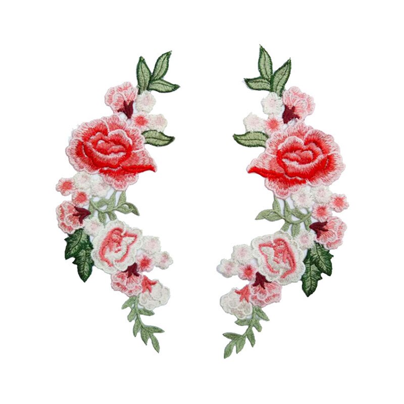 DIY Kleding Patch 1 PC/2 PCS Voor Jeans Badges Zak Naaien Borduren Ambachten Sticker Rose Bloem kleding Accessoires Applique: Pink A