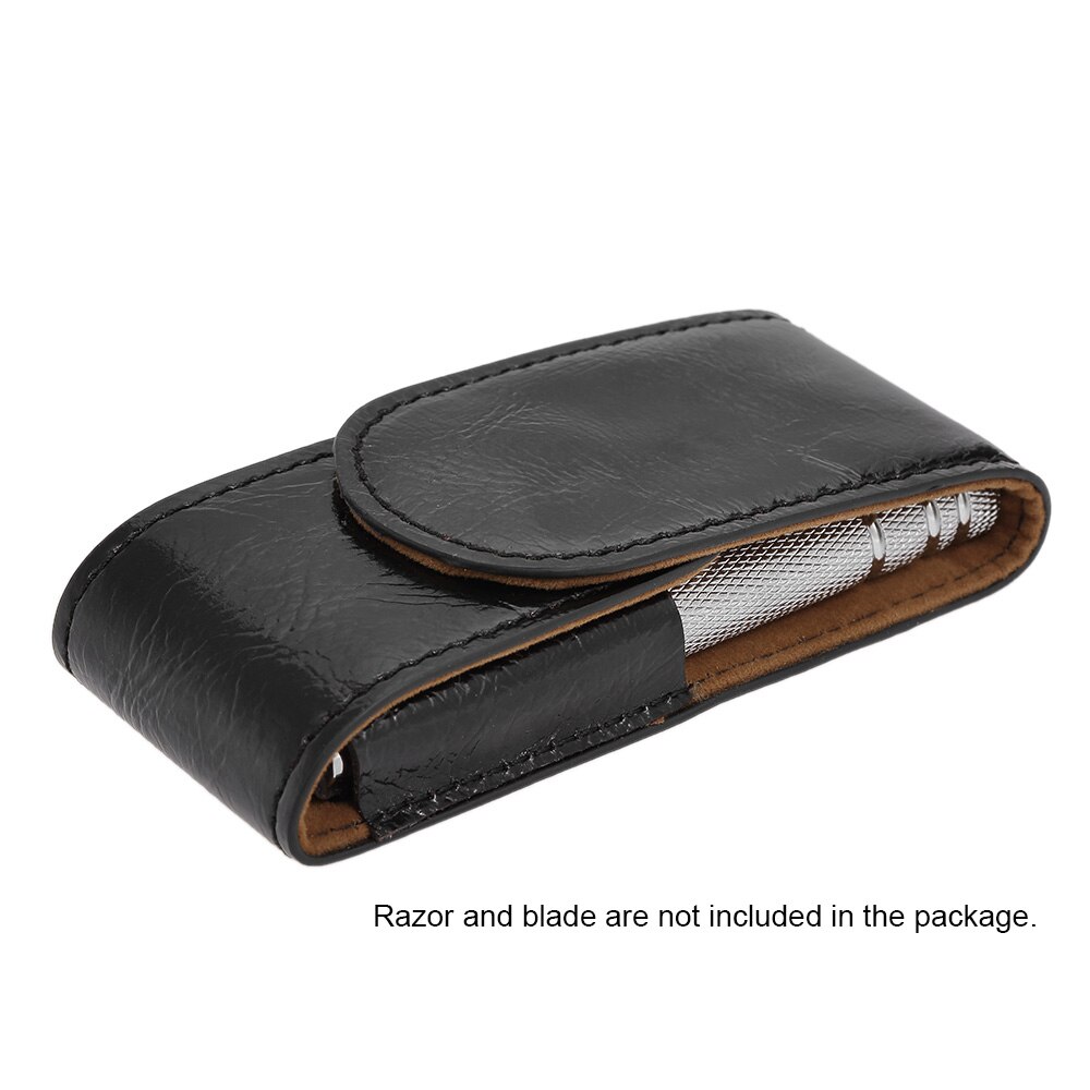 Bolsa de máquina de afeitar de cuero PU, mango recto y largo, estuche de afeitar de seguridad con mango largo, soporte de cuchilla de afeitar de doble filo, tienda de cuchillas de afeitar