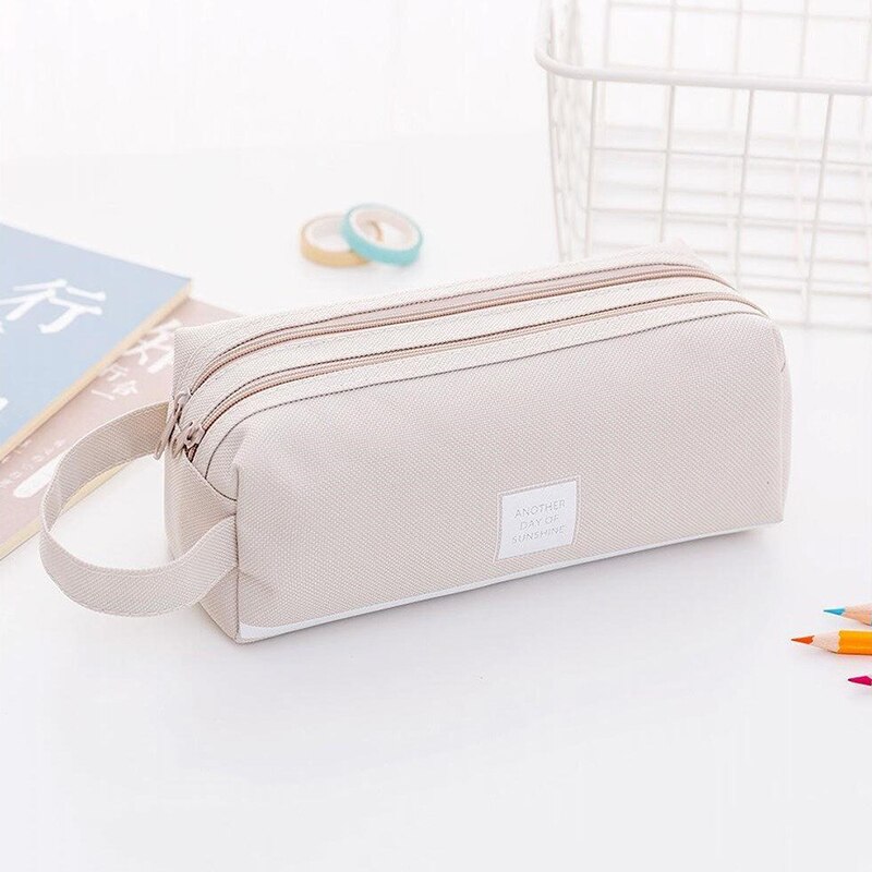 Preciosa cartuchera para niñas, bolsa de almacenamiento de bolígrafo, 2 compartimentos, maquillaje, monedero para mujer PUO88: grey-b