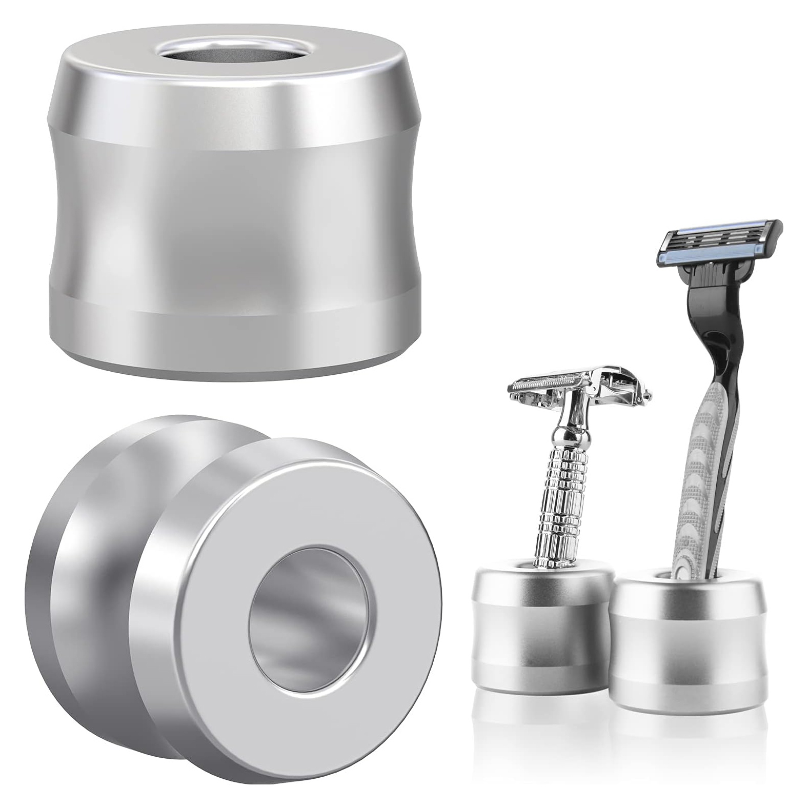Soporte para maquinilla de afeitar de seguridad, soporte de afeitado para hombres de aleación de aluminio para encimeras de baño, soporte para afeitadora de barba Manual de Metal para hombres