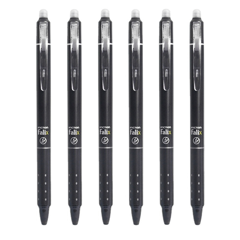Juego de bolígrafos de Gel borrables retráctiles de 0,5mm con recargas, tinta de Gel negra y azul, borrador incorporado, suministros de oficina, Kit de papelería para exámenes: Rojo