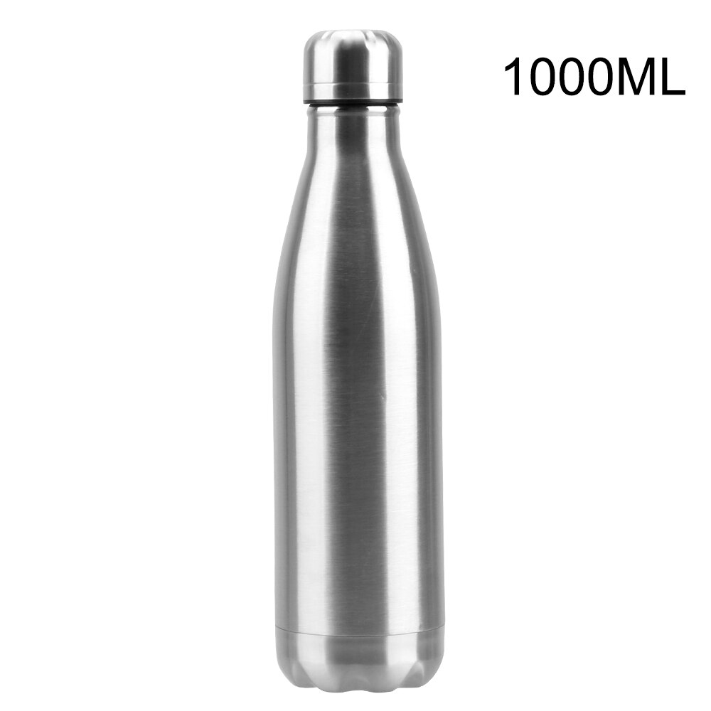 350/500/750/1000Ml Roestvrijstalen Enkele Muur Water Fles Koud Water Cola Fles Vacuüm fles Voor Kids School: 1000ML