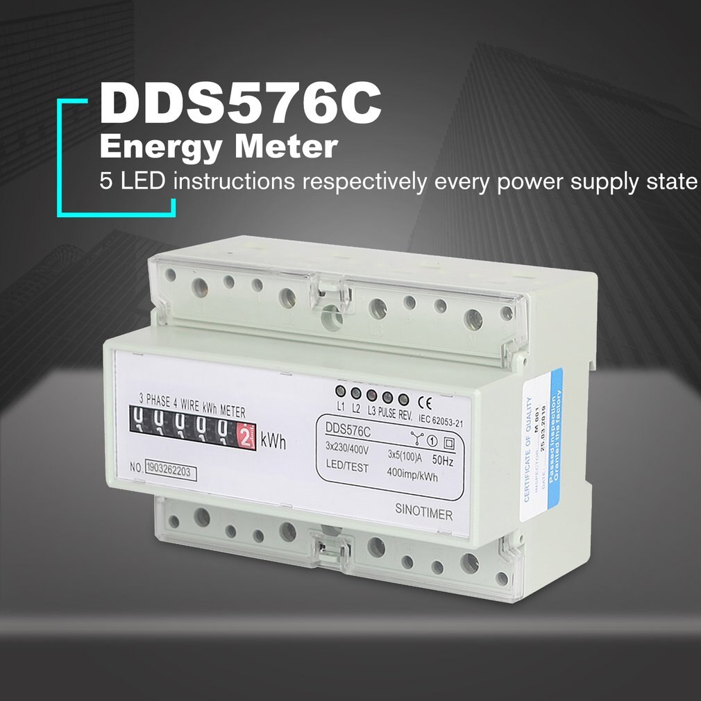 SINOTIMER DDS576C trifásico 7P 4 cables, contador de energía analógico, Monitor de potencia de simulación, carril DIN con salida de pulso