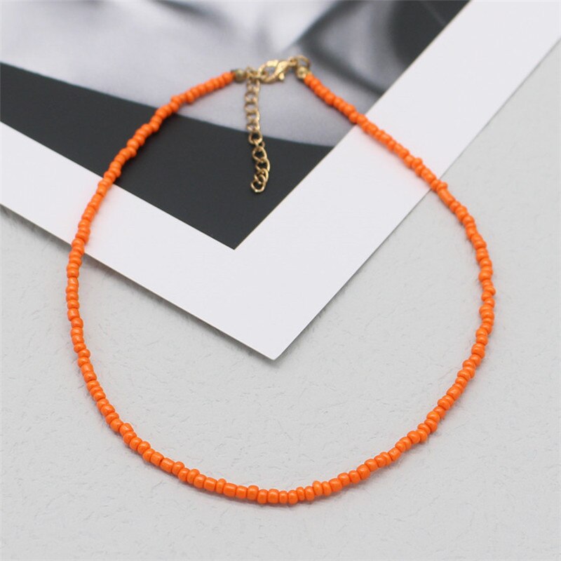 Simple Seed Beads Strand Choker Women String Beaded Short Bohemia Clavicle Jewelry Necklace: 5