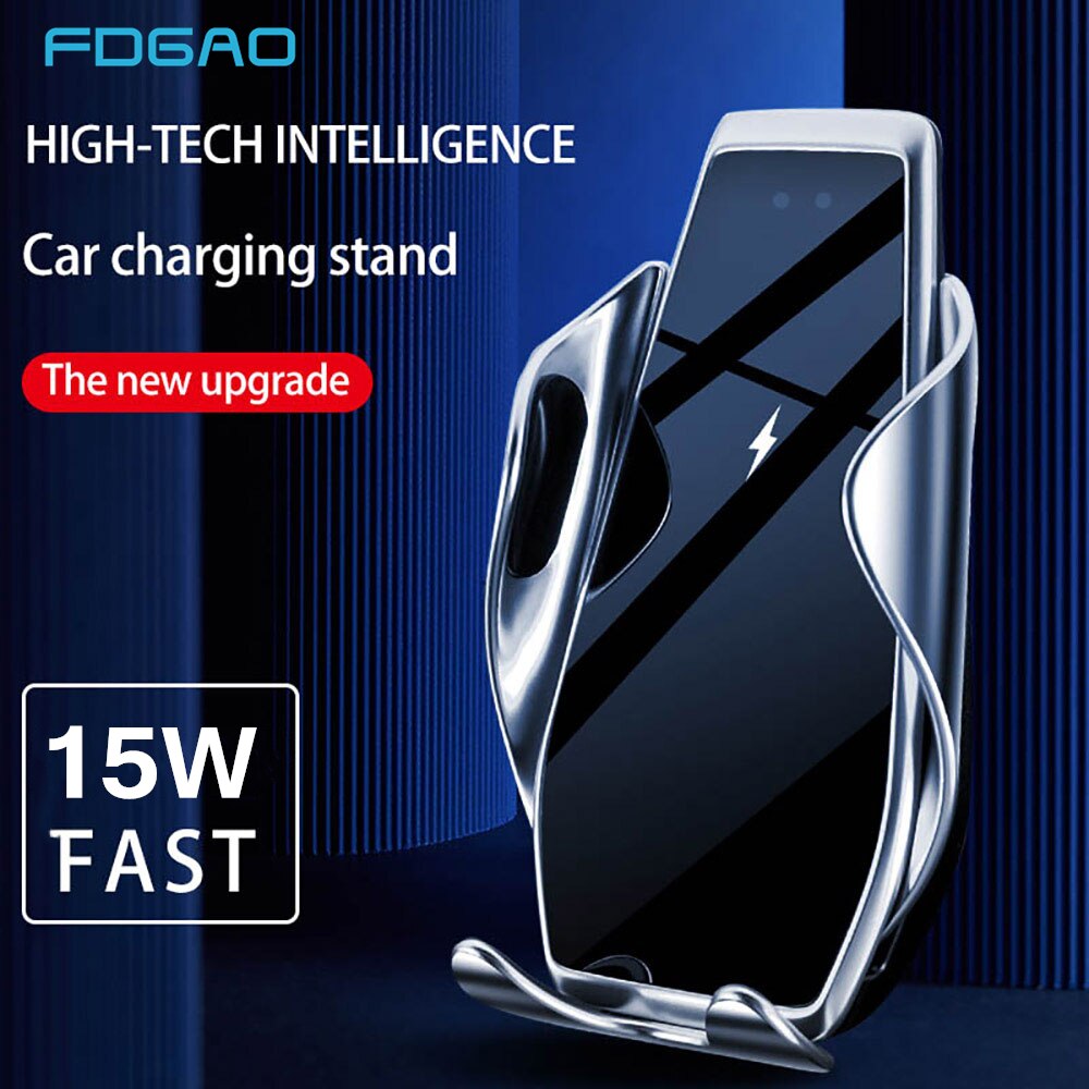 Wireless Car Charger 15W Qi Fast Charging Auto-Clamping Air Vent Mount for iPhone Samsung