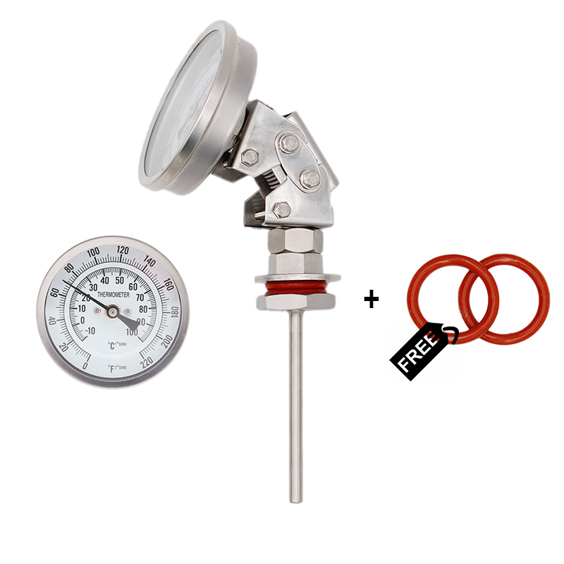 Verstelbare Dial Thermometer - 3 "Gezicht X 4" Probe 1/2 "Npt 0-220 F Bier Kook waterkoker/Mash Tun Liquor Tank Thermometer