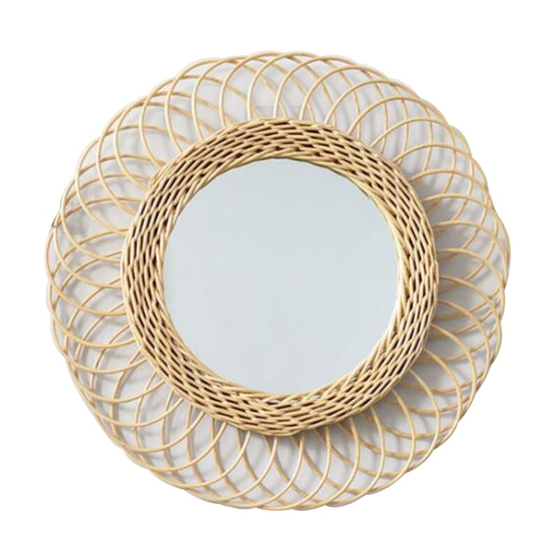 8 Pack boho muur decor, 35 cm muur mand decor ronde handgemaakte opknoping, rotan geweven mand decor voor woonkamer, rustiek plat elegant, boerderij