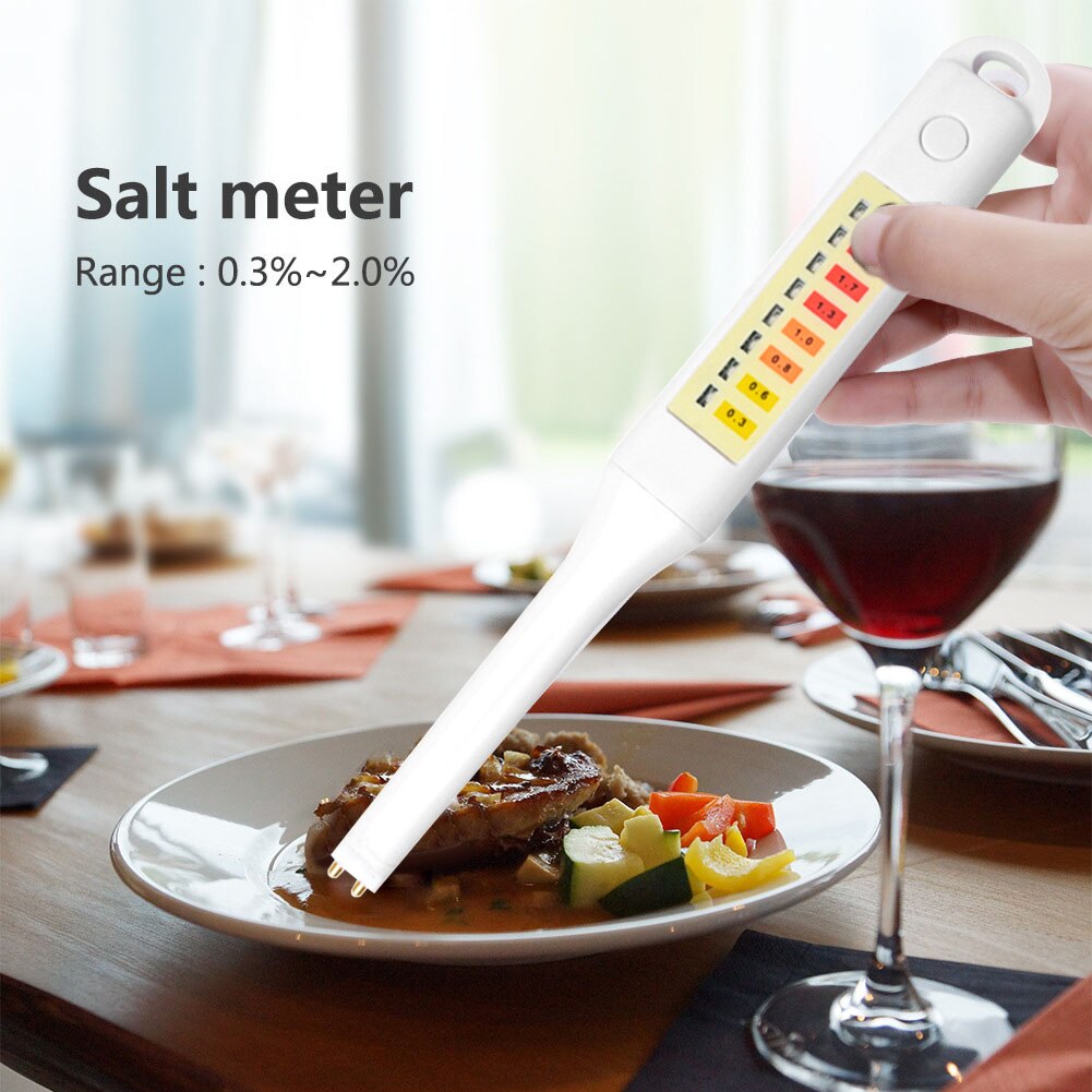 Practical Food Salinity Tester Pen Salinometer LED Indicator Electronic Food Salt Concentration Meter for Home Kitchen