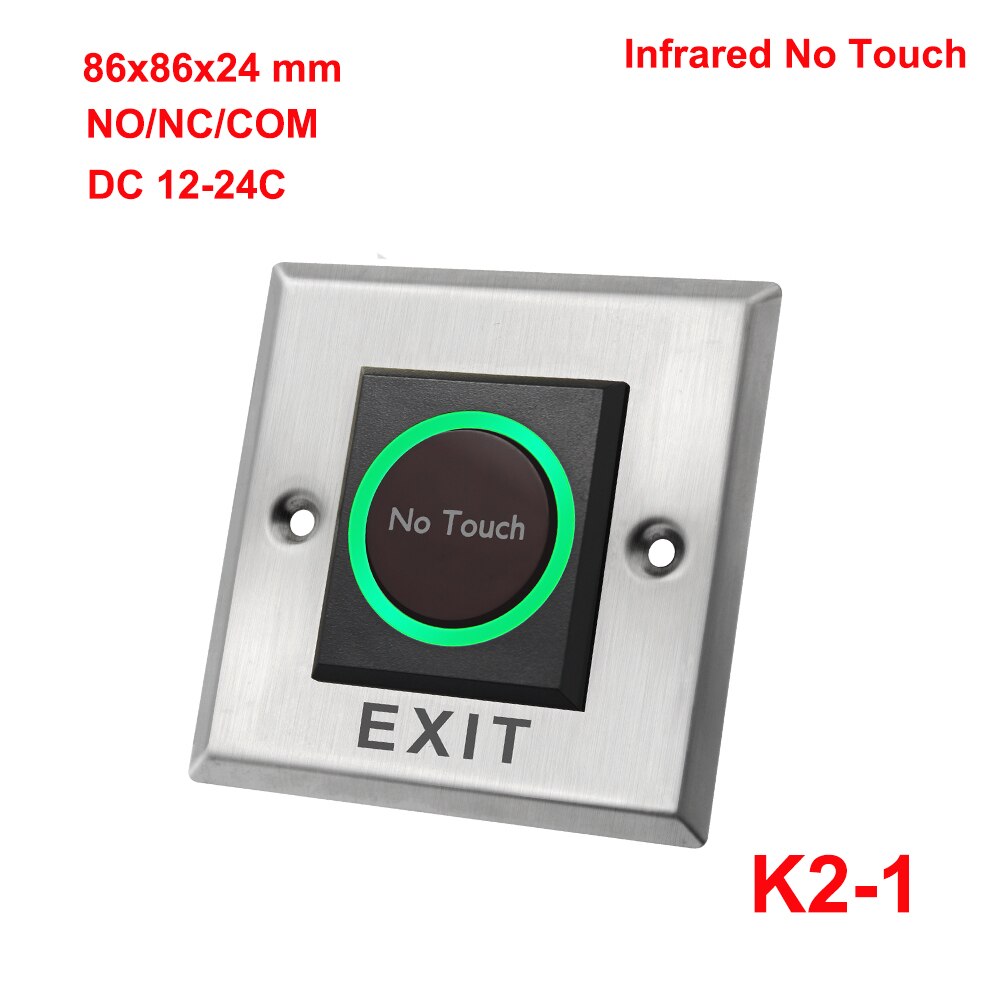 Deur Exit Drukknop Release Schakelaar Opener Geen Com Nc Led Licht Voor Deur Toegangscontrole Systeem Entry Open: K2-1