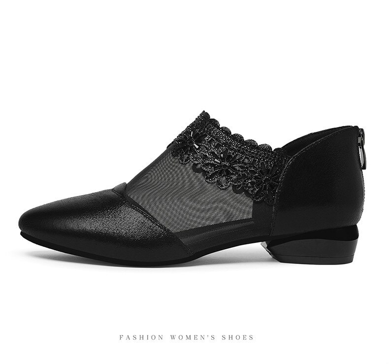 Femmes chaussures Bling Bling bout pointu chaussures plates maille unique chaussures femme mariage chaussures sans lacet chaussures décontractées g017: Black / 7.5
