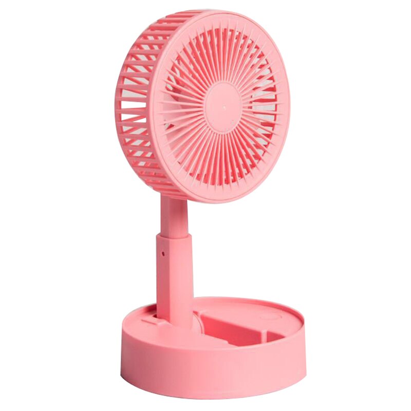 Fan Folding Telescopic Mini Fan USB Rechargeable Air Cooler Summer Portable Standing Fan Desktop Electric Fan Gentle Mute-35: Pink