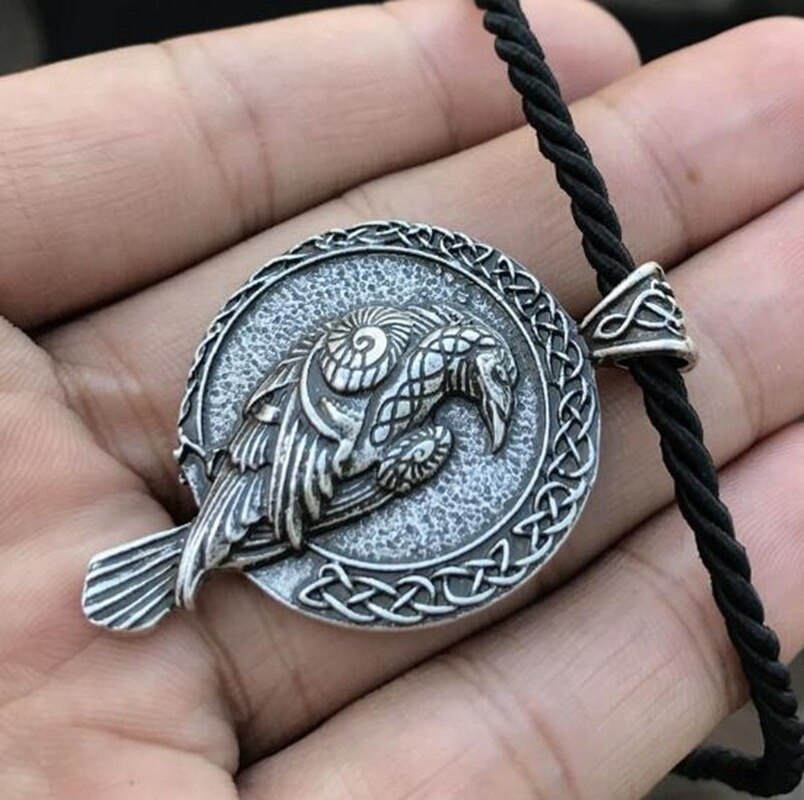 Nordic talismã viking corvo pingente pássaro preto celta corvo pingente: silver