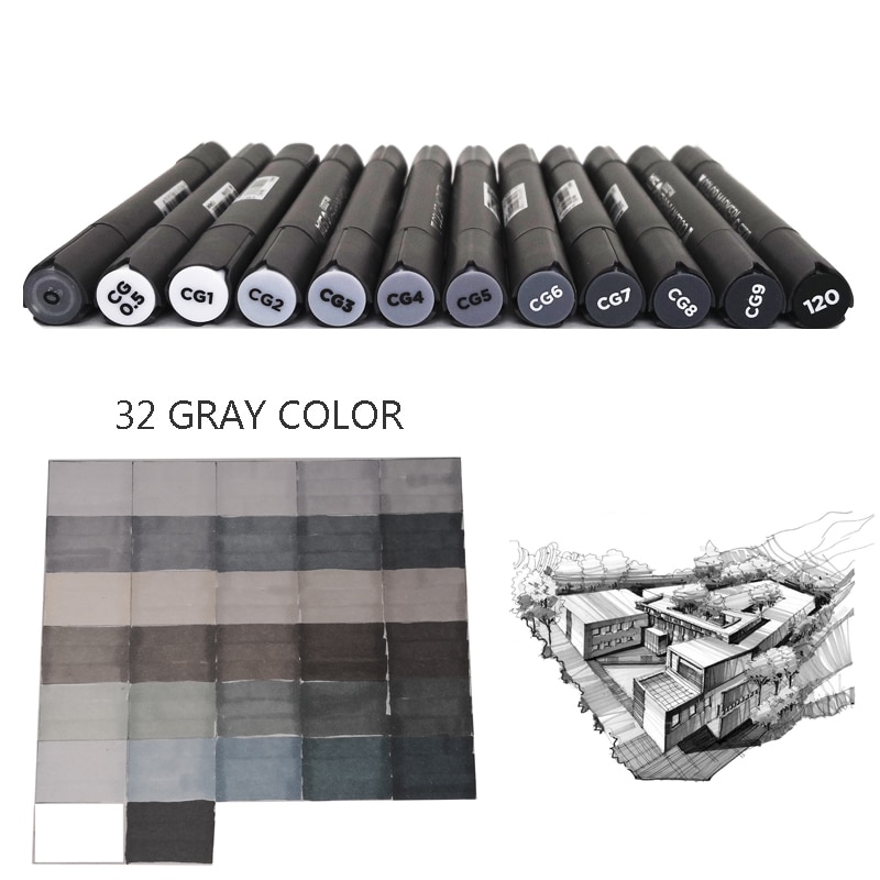 STA 6/12 Grau Farben Kunst Marker Graustufen Künstler Dual Kopf Marker einstellen für Pinsel Stift Malerei Marker Schule Schüler Lieferungen