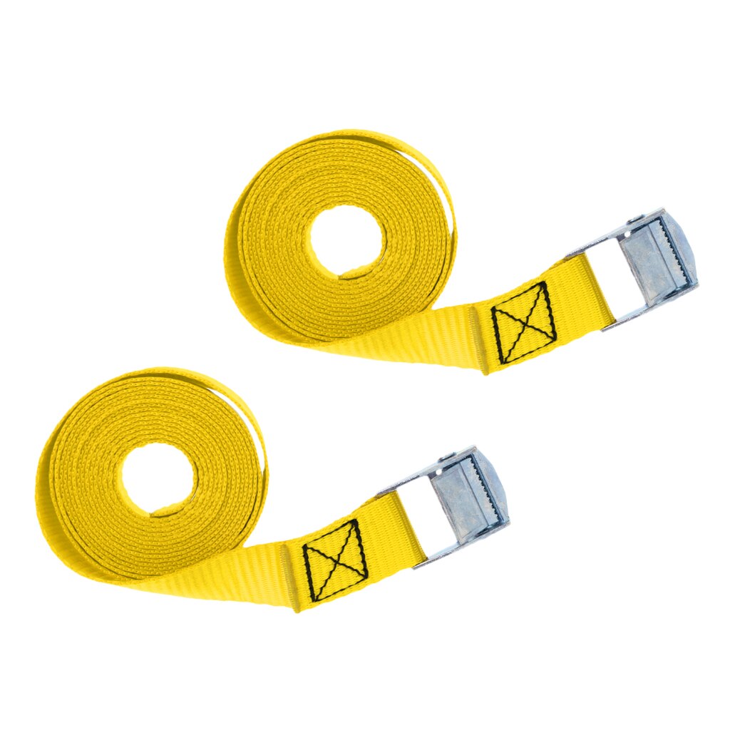 2 Pieces Kayak Cam Buckle Tie Down Straps Roof Racks Trailers 2.5m Yellow