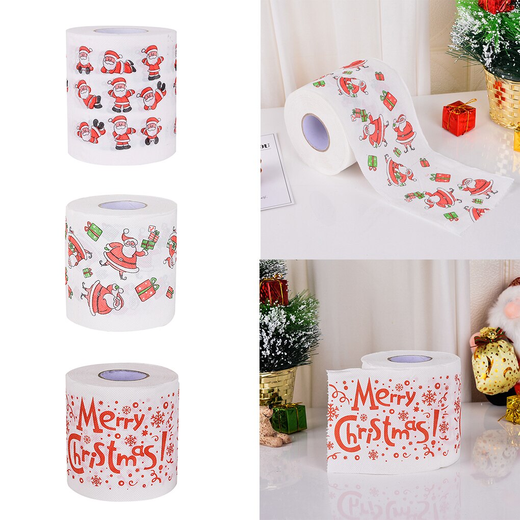 Wood Pulp Toilet Paper Christmas Theme Printed Home Bathroom Toilet Roll Paper Towel Tissue Christmas Box