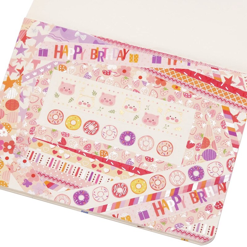 Verjaardag Washi Tape Set 15 Rolls Silver Foil Print Decoratieve Masking Tapes Voor Kunst, Diy Ambachten, Plakboek