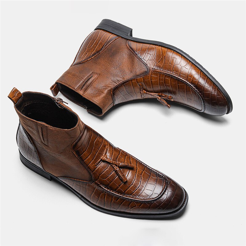 Tendance britannique nouvelle botte pointue à talons bas Chelsea bottes hommes bottes chaussures à talons hauts Cowboy bottes hommes Zapatos