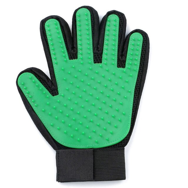 Hund Pflege Handschuh Katze Wolle Handschuhe Haustier Haar Entfernung Deshedding Pinsel Kamm Haustier Hunde Katzen Sauber Massage Haar Entferner Präparierte pinsel: GreenLeft
