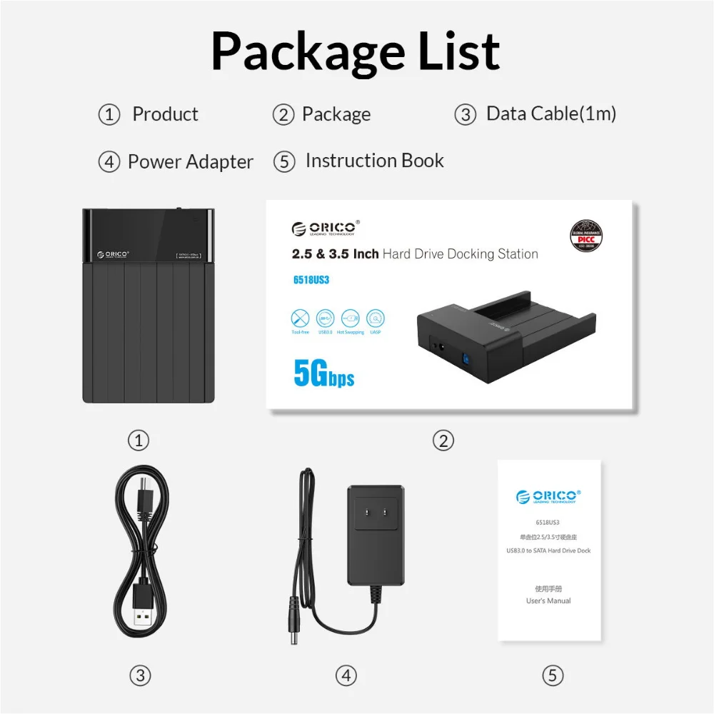 ORICO 2.5/3.5 inch HDD Case 2.5" Hard Drive Enclosure USB 3.0 SATA 6Gbps for SSD HDD External Hard Drive Disk Case Support UASP