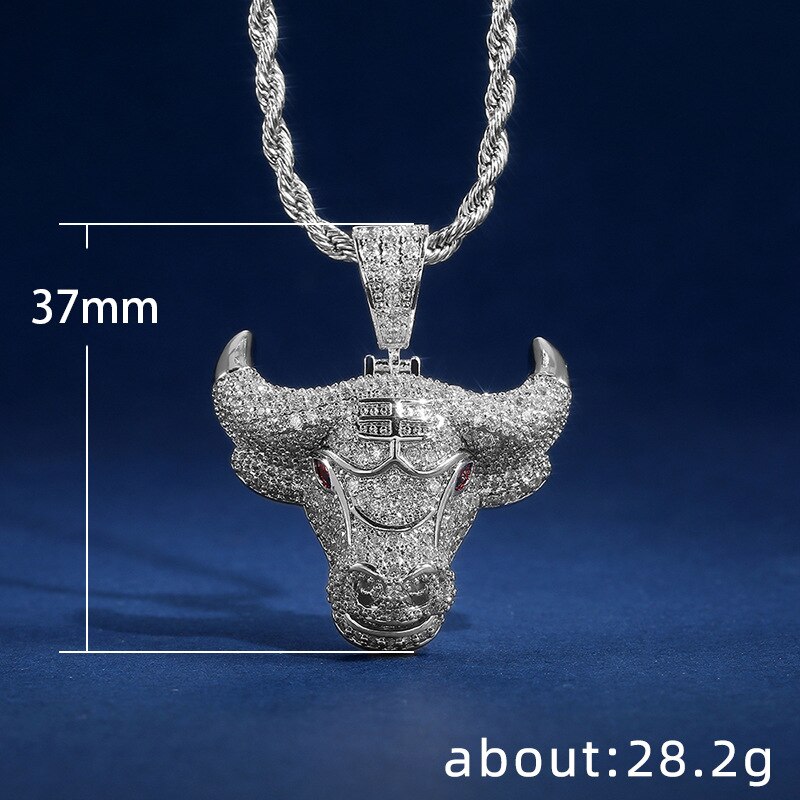 Iced Out Bull Demon King Pendant Necklace HipHop Jewelry For Women men Micro pave Zircon Rock Pendant