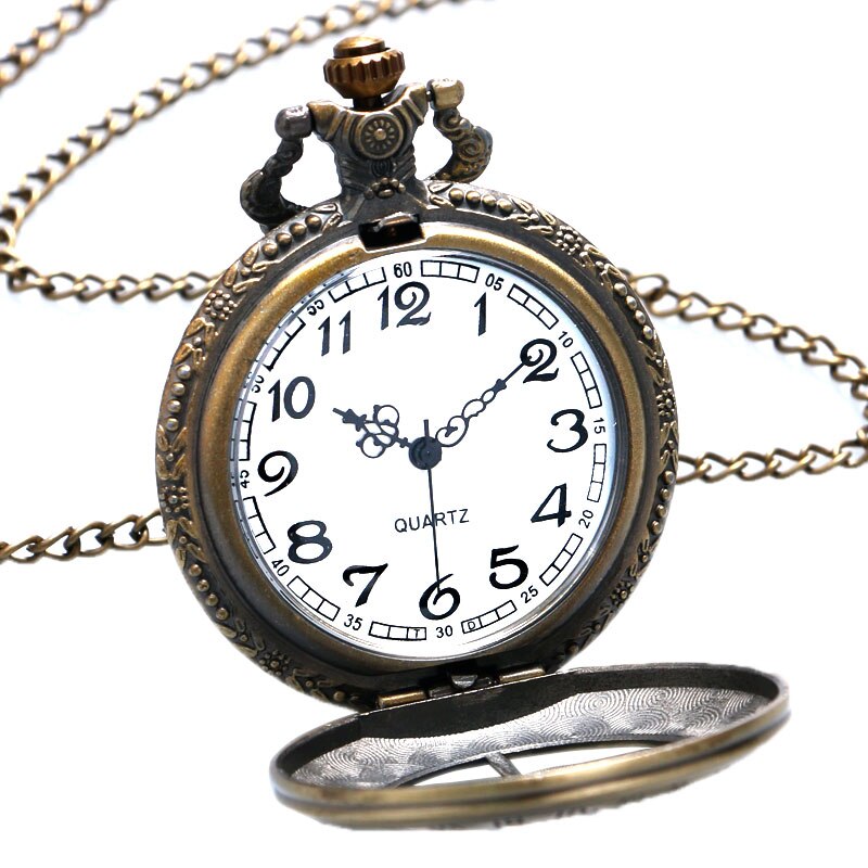 Bronze Vintage Hollow Pocket Watch The Prague Astronomical Clock Style Men Women Neckalce Pendant Souvenir Christmas