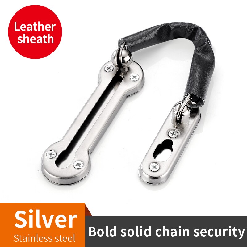 WV Anti-theft Stainless Steel Hotel Door Chain Latch Safety Guard Security Lock Security Limiter Tools Hardware for Home Door: Silver