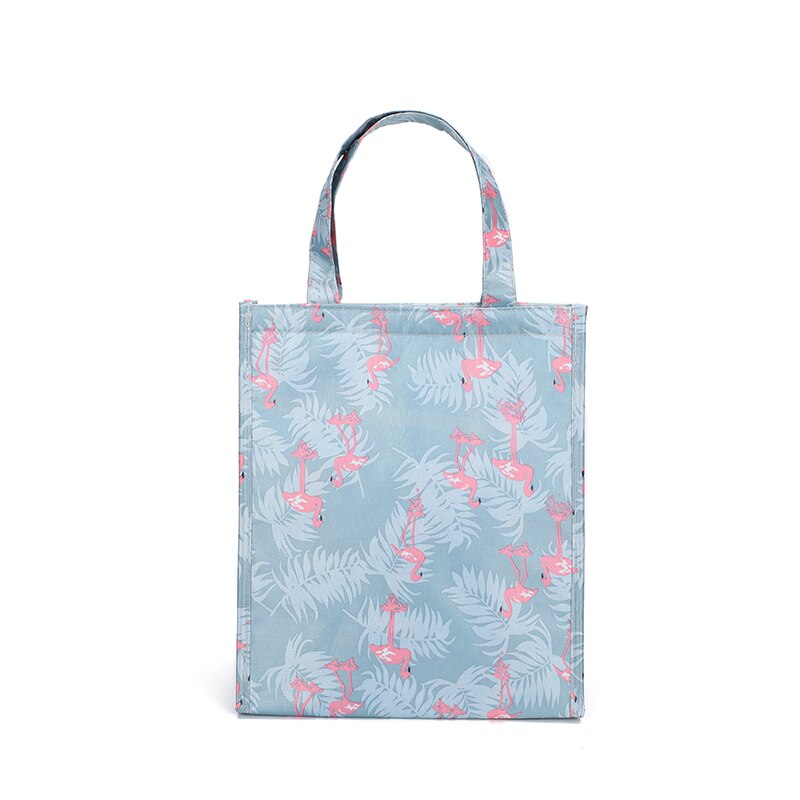 Brivilas foldable flamingo lunch bag women large handle picnic thermal bag waterproof travel student breakfast food bag box: AF01-1-02