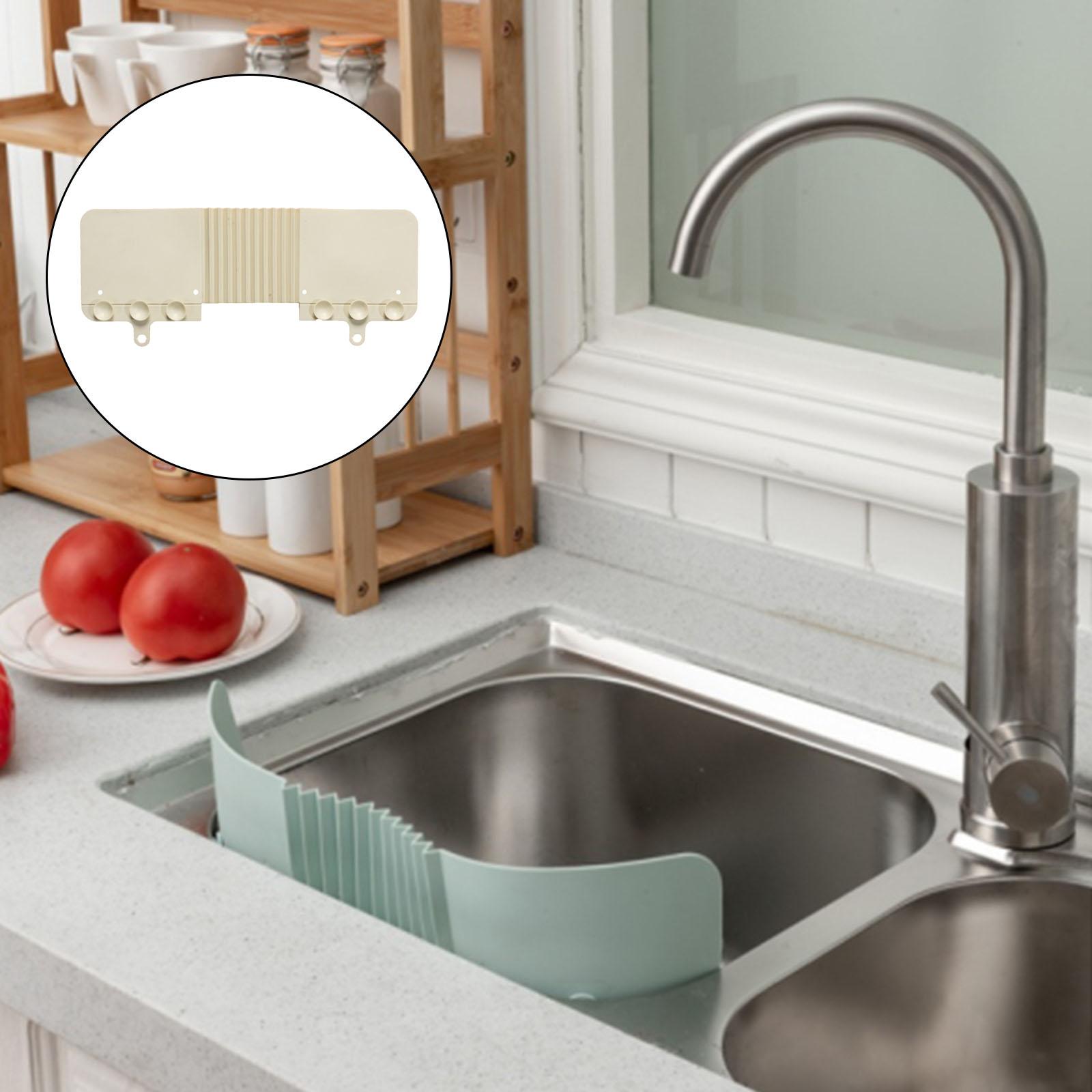Kitchen Sink Splash Guard Sucker Sink Anti Water Proof for Kitchen Sink: White